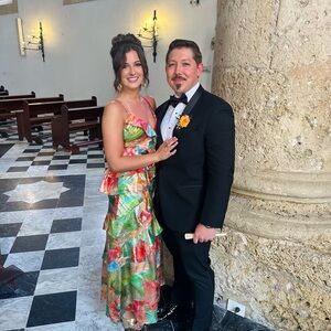 Ramy Brook Harlen Metallic Floral Ruffle gown